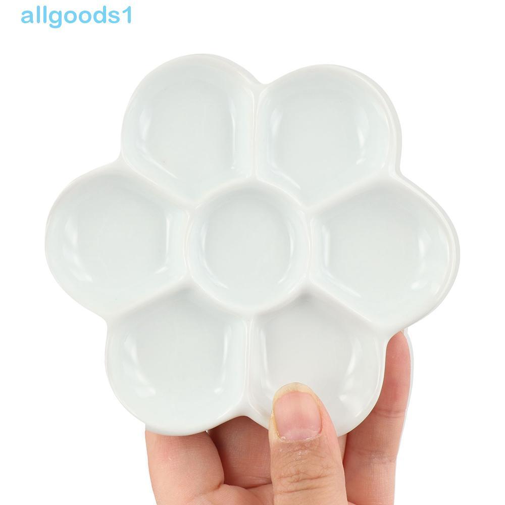 Paleta De Porcelana ALLGOODS , Bandeja De Tinta Cerâmica Branca , Placa De Pintura Portátil De Flor De Ameixa De 6/7 Gra