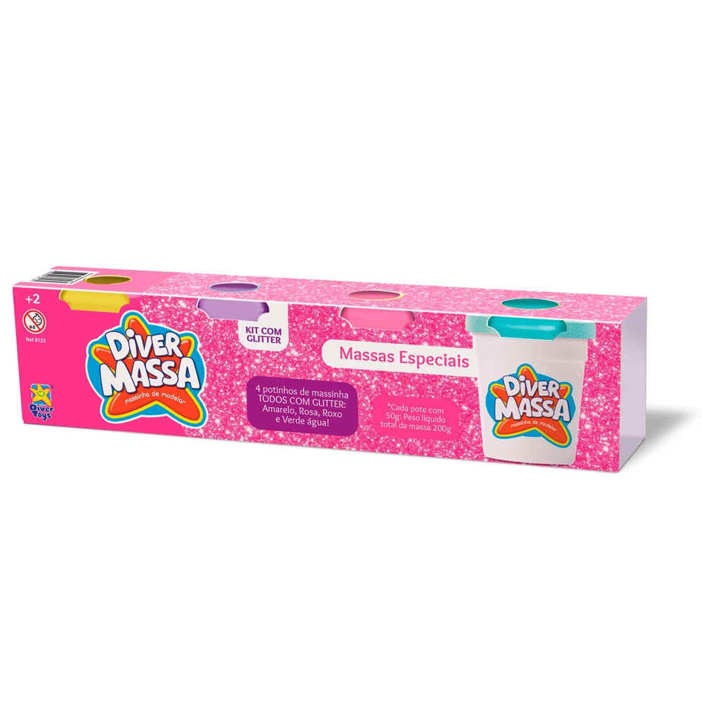 Kit Massa de Modelar Infantil Divertoys com 4 Potes em Oferta na Shopee