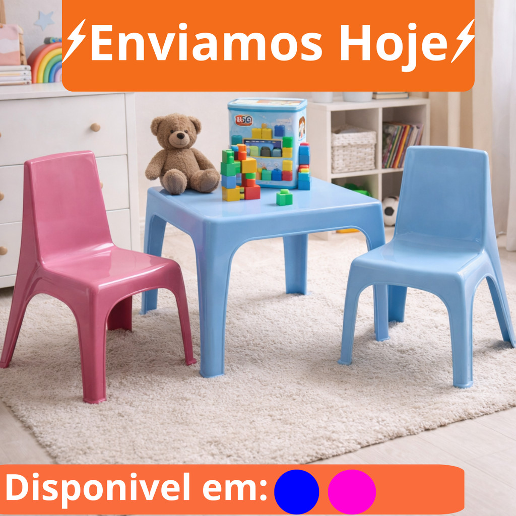 Mesinha Infantil com Cadeira Azul ou Rosa