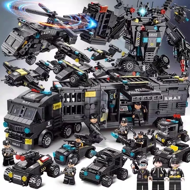 1.000 pçs blocos de construção Lego China SWAT blocos de construção ônibus caminhão montagem educacional menino brinqued
