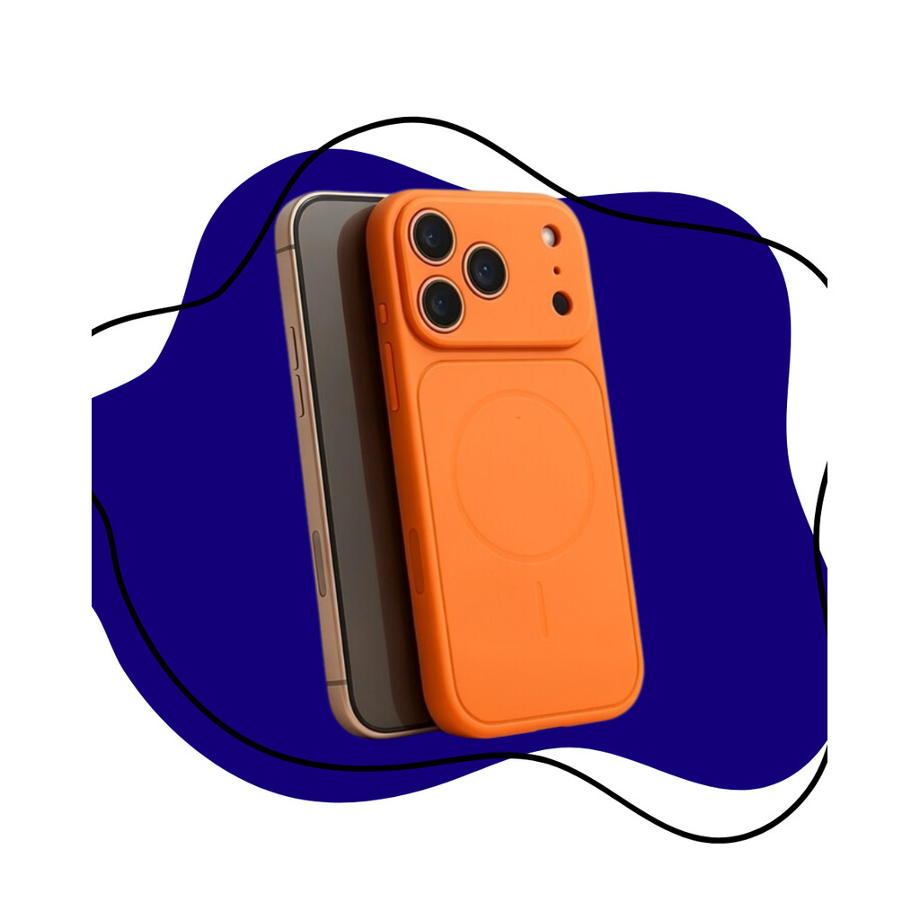 Capa Magsafe Iphone 17 Pro Max Vidro Nano Glass Proteção Lente Laranja
