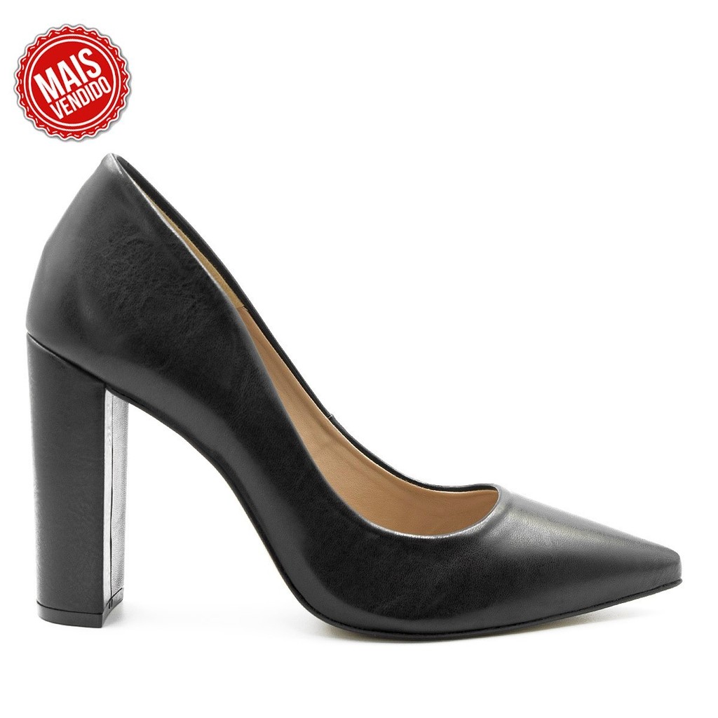 Scarpin Zatta Zatta Salto Grosso Jaine Preto em Oferta na Shopee