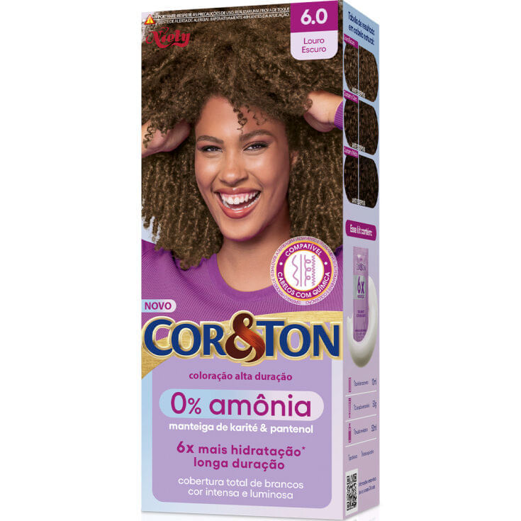 Tintura Cor & Ton 0% Amônia  Louro Escuro 6.0 em Oferta na Shopee