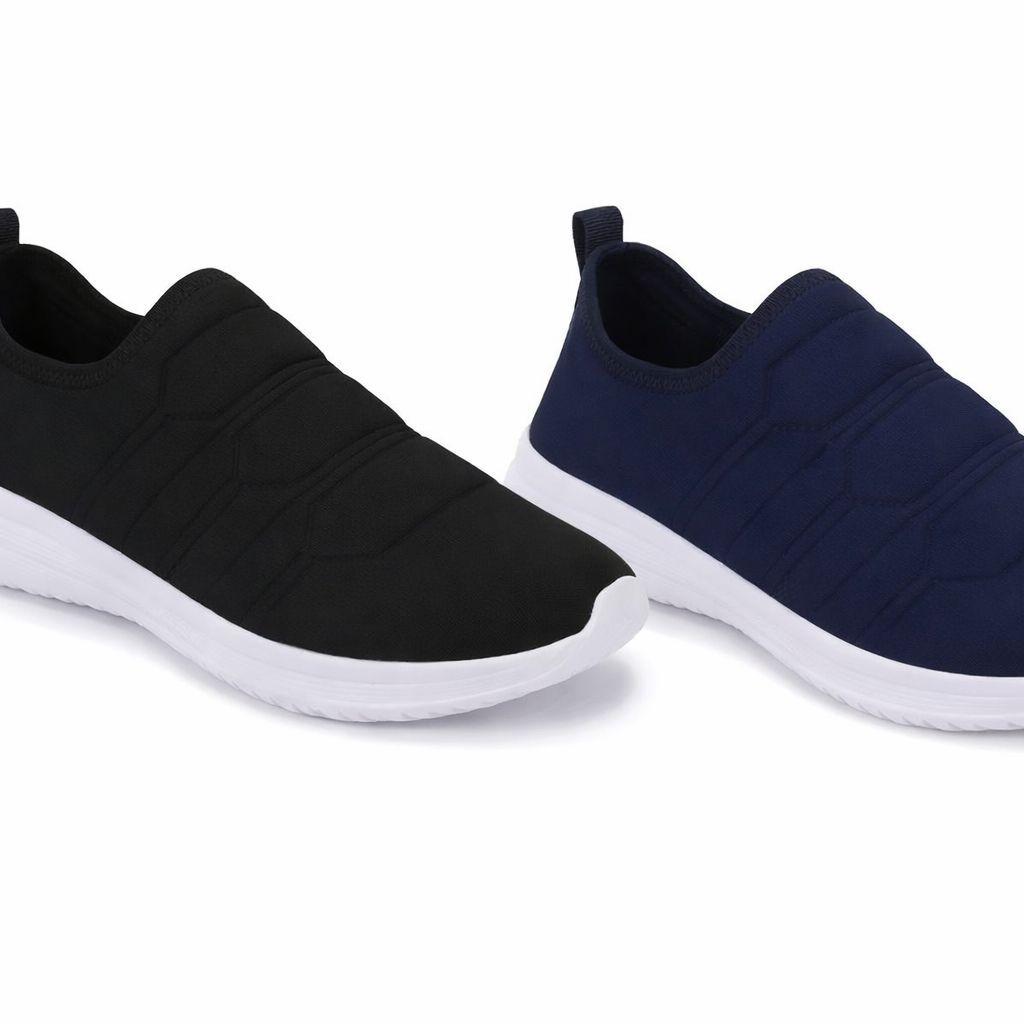 kit 2 Tênis Feminino Slip On Confortável Leve Casual Dia a Dia Preto e Vinho Solado Branco