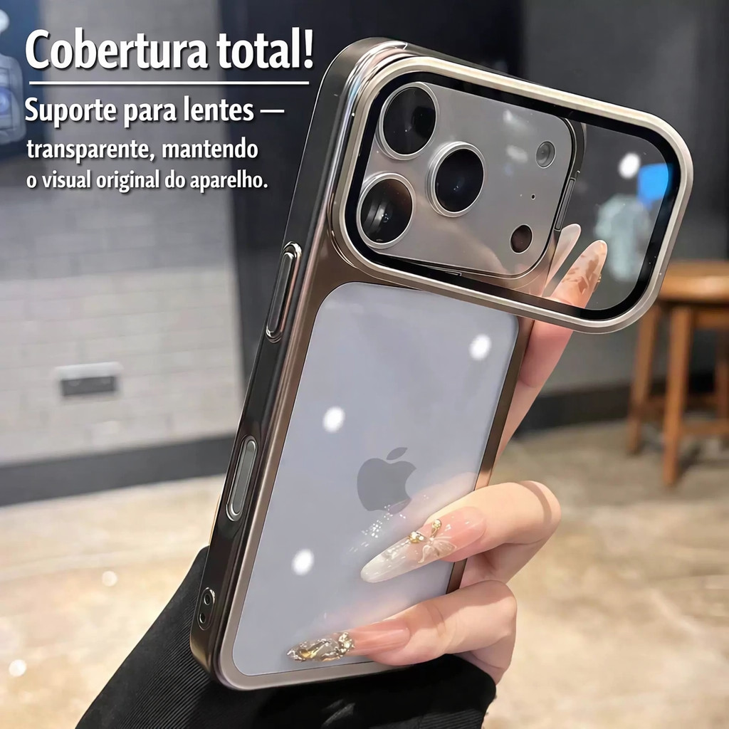 Capa com Proteção Total para Lentes pra iphone 17 pro max/16 /15– Tampa Deslizante & Anti-Impacto