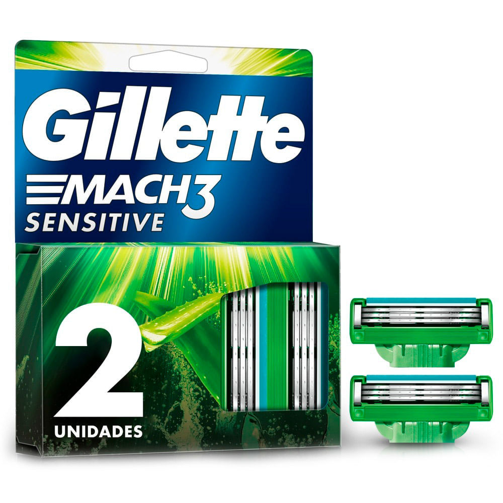 Carga para Aparelho de Barbear Gillette Mach3 Sensitive 2 Unidades em Oferta na Shopee