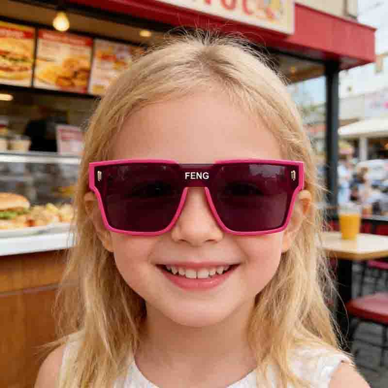 Crianças óculos de sol na moda meninos meninas moda rua tiro conjunto grande quadro óculos bebê ultravioleta-Proo