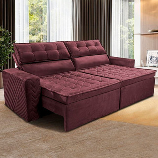 Sofá 3 Lugares Cama inBox Belém Retrátil/Reclinável 200 cm Largura Revestido Suede Veluso…