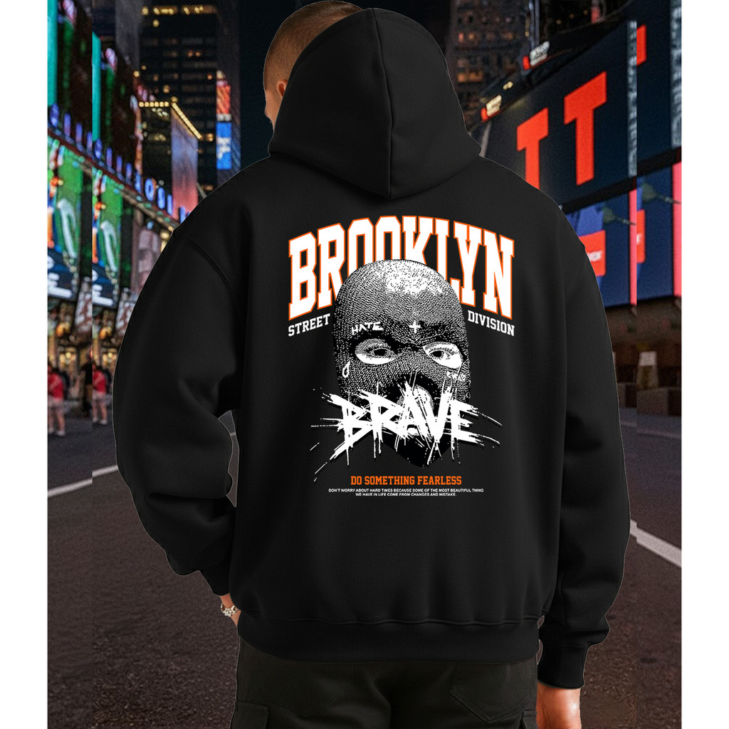 Moletom Blusa De Frio Canguru Brooklyn Brave Estampado Capuz Flanelado Unissex Premium Urbano Luxo
