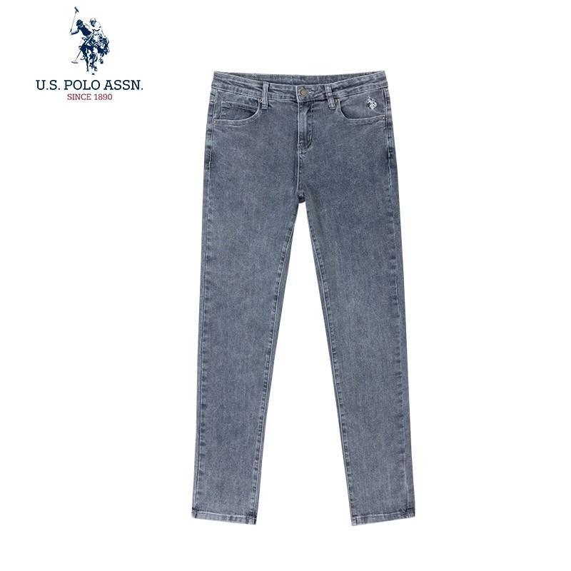 Uspoloassn American Poloassn Association Primavera Outono Senhoras Calças Jeans Lavadas Um pouco Elásticas Mais Magros L