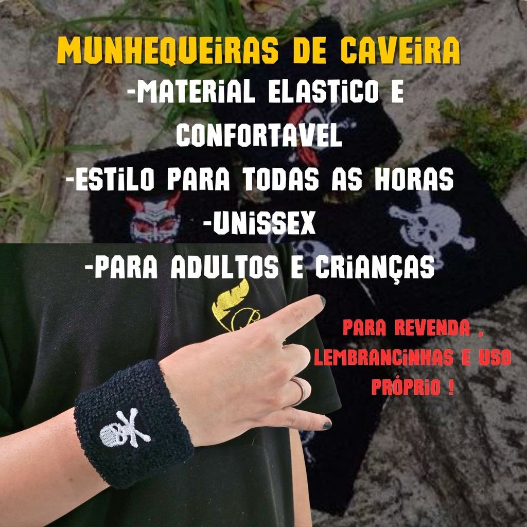 Kit 12 Pulseiras Munhequeiras Rock Caveiras Crânio Atacado
