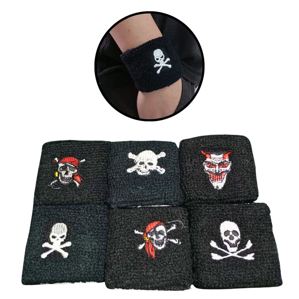 Kit 12 Pulseiras Munhequeiras Rock Caveiras Crânio Atacado