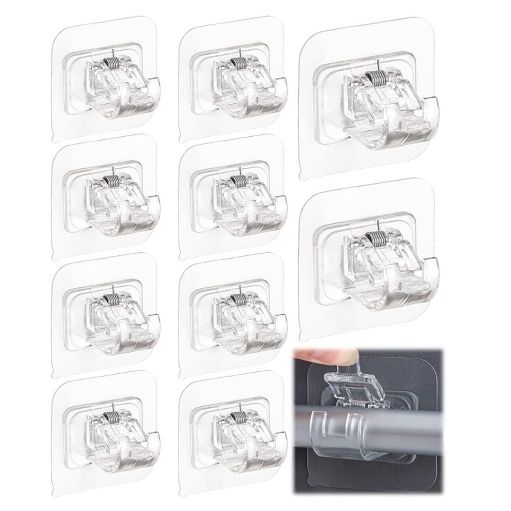 Kit 4/10 Peças Suporte De Varão De Cortina Adesivo Gancho