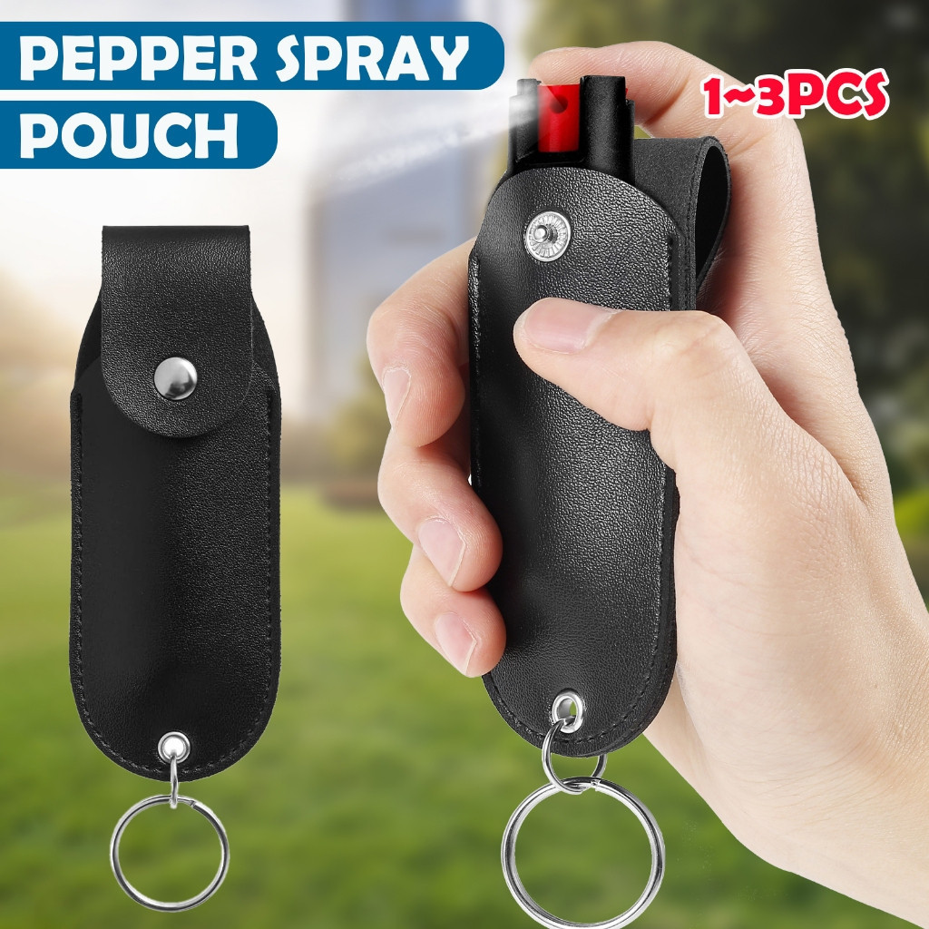 1/2/3/4Pçs Pimenta Spray Bolsa Mini Portátil Coldre Couro Do Plutônio Superior Aleta Protetor Self Defense Spray Holster