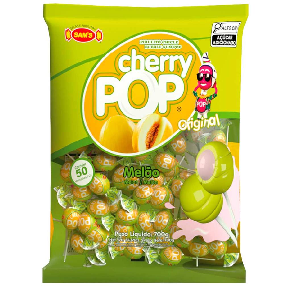 Pirulito Cherry Pop Melão 700g c/50 unid - Simas em Oferta na Shopee