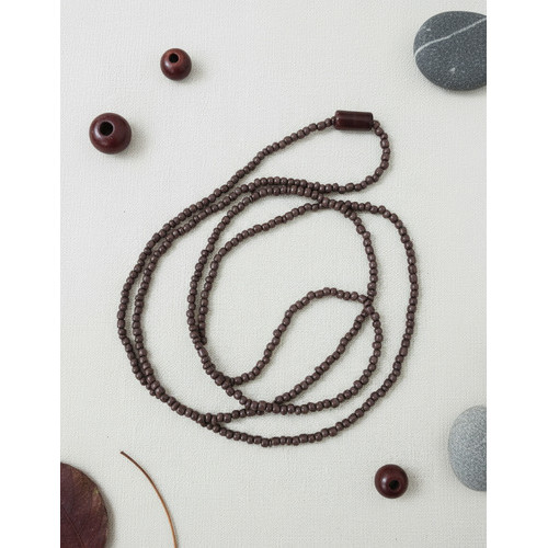 Guia Xango Com Firma Miçangas 60 Cm Umbanda Candomblé Marrom-escuro