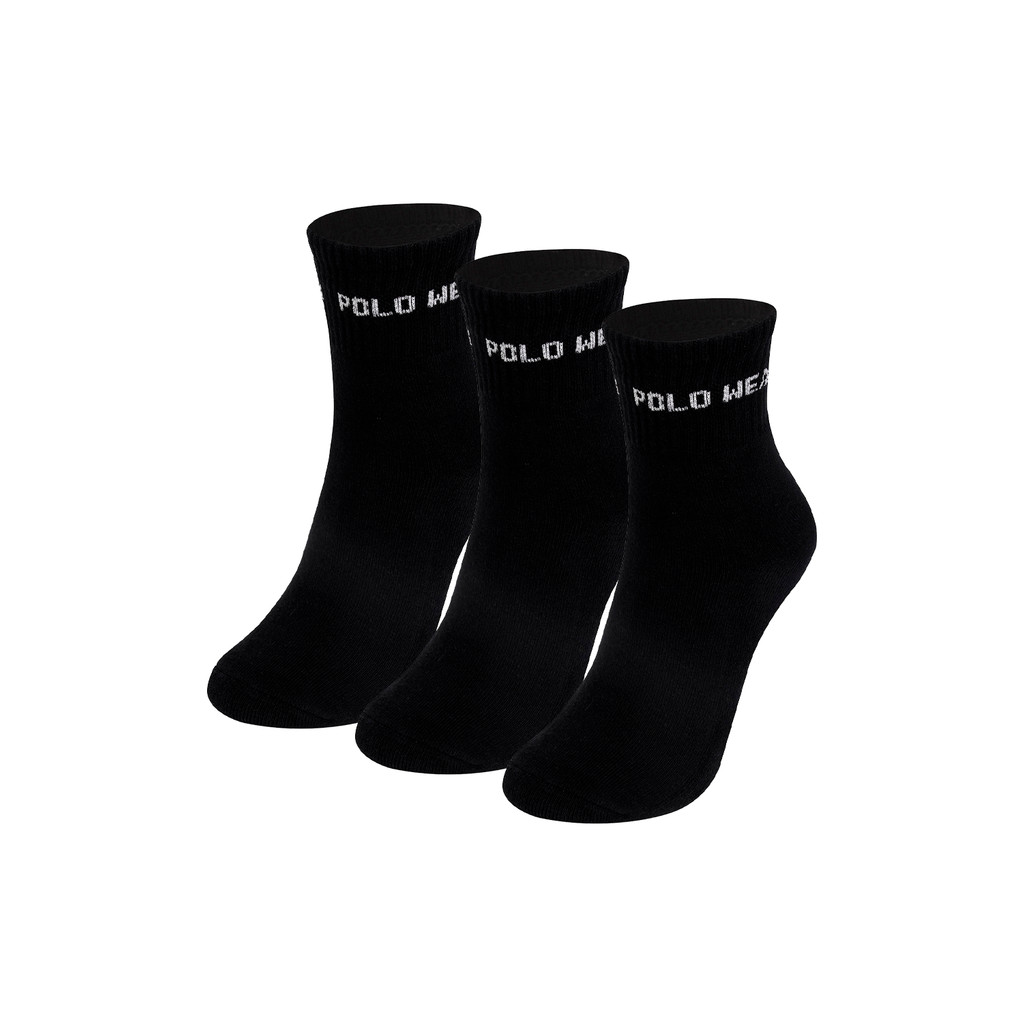 Kit 3 Pares Meias Confortáveis Cano Alto Polo Wear Preto