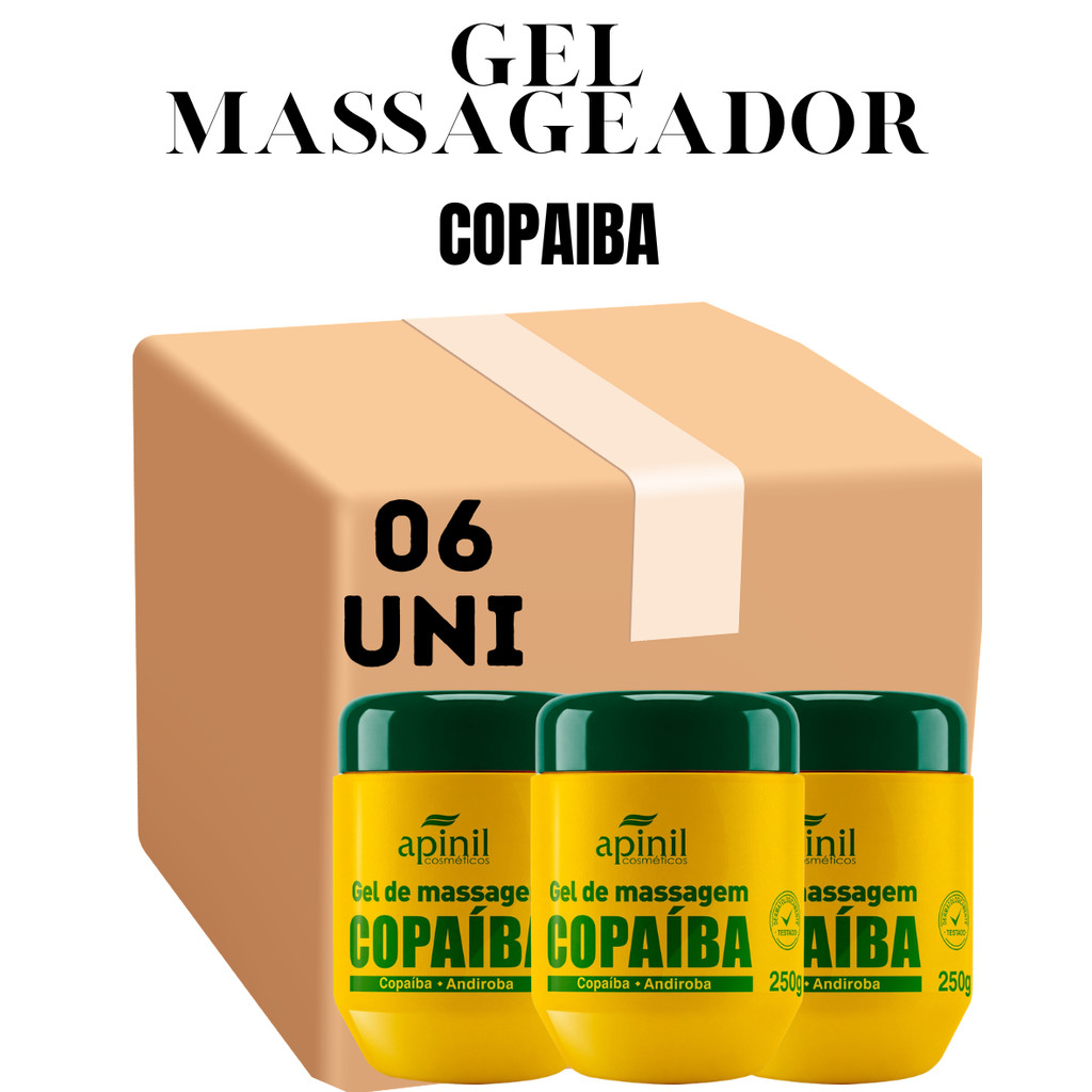 Kit com 6 Unidades Gel Copaíba Massageador 250G Apinil