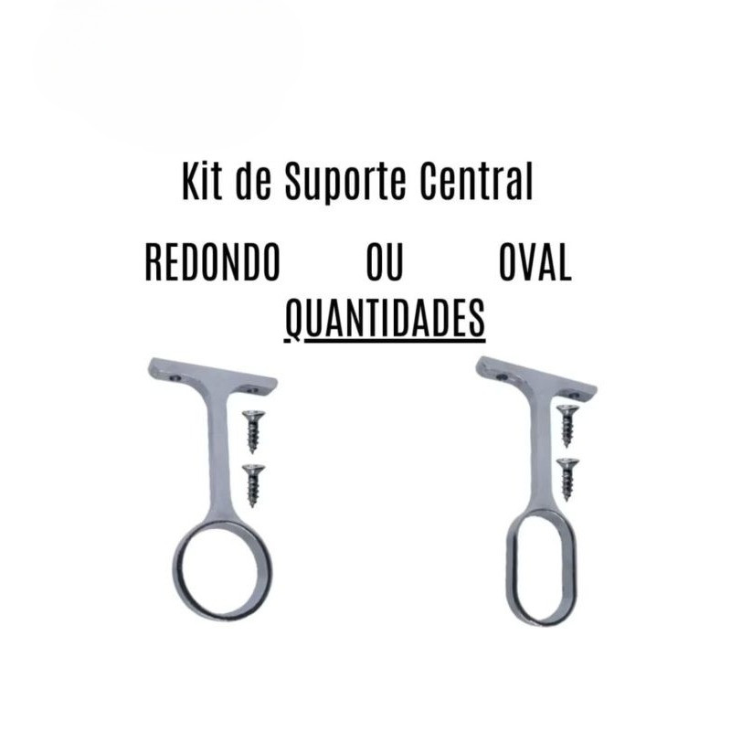 Kits de Suporte Central OVAL OU REDONDO FECHADO Para Tubo Cabideiro KIT COM 1,2,4, e 8 UND produtos novos