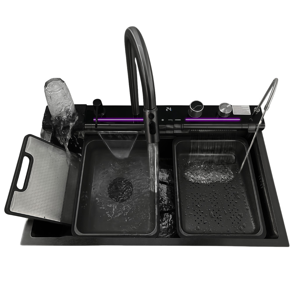 Cuba Cozinha Gourmet Inteligente Torneira Aço Inox Preta Cascata em Oferta na Shopee