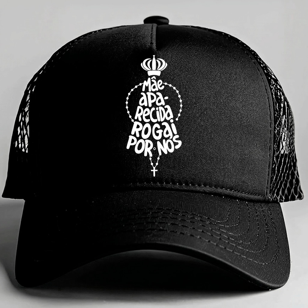 Boné Nossa Senhora Aparecida Católico Trucker Ajustável com Telinha