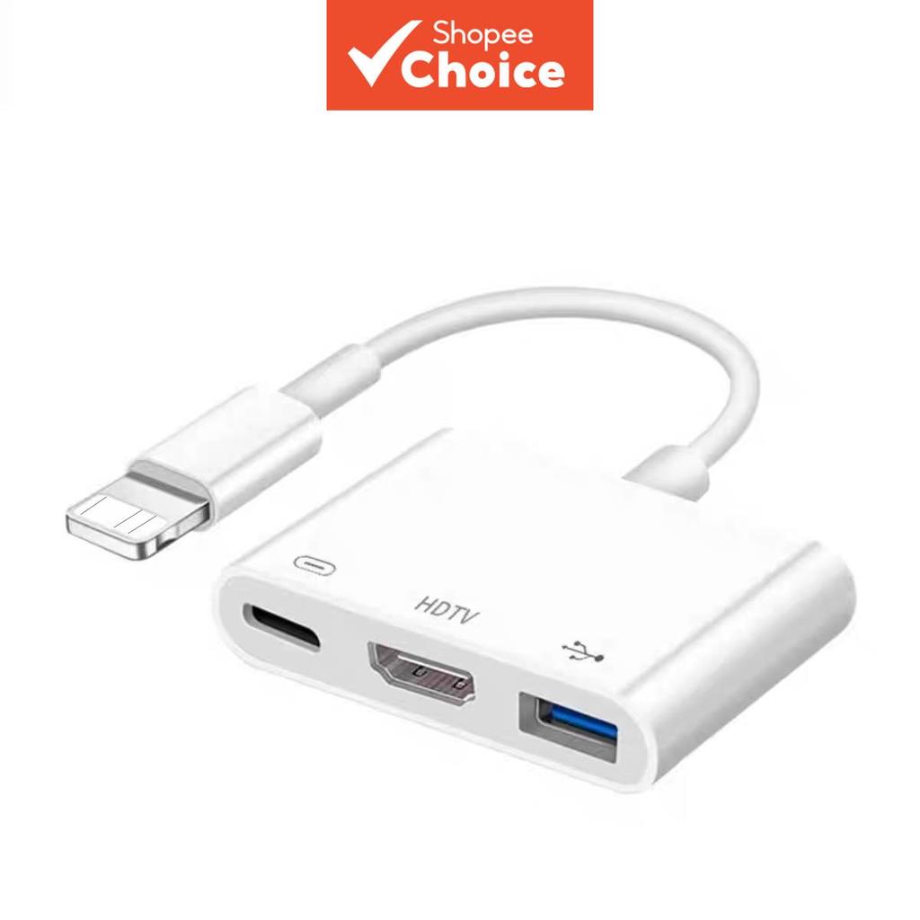 Adaptador Lightning Para HDMI 3 Em 1 OTG Com Sincronização De Áudio E Vídeo Hub De Carregamento iPad