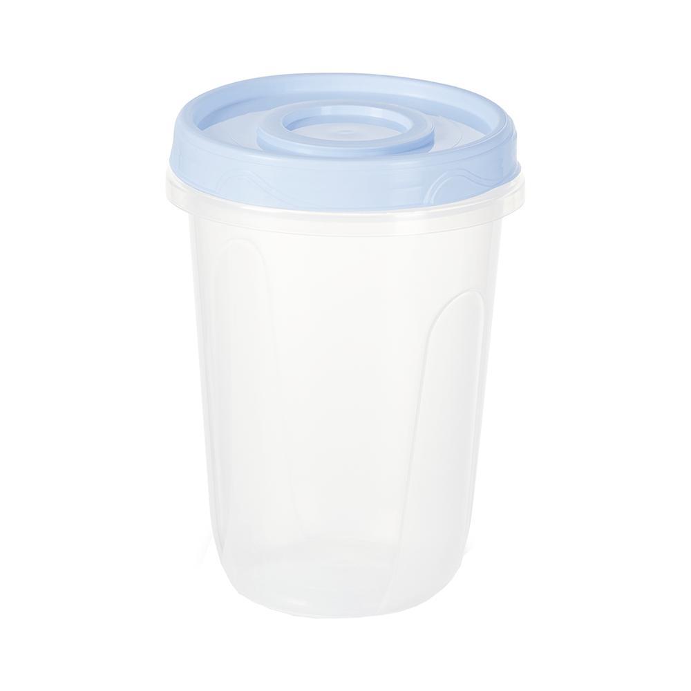 Pote Redondo Plástico Plasvale 1L, com Tampa Rosca, Transparente / Branco- 1217