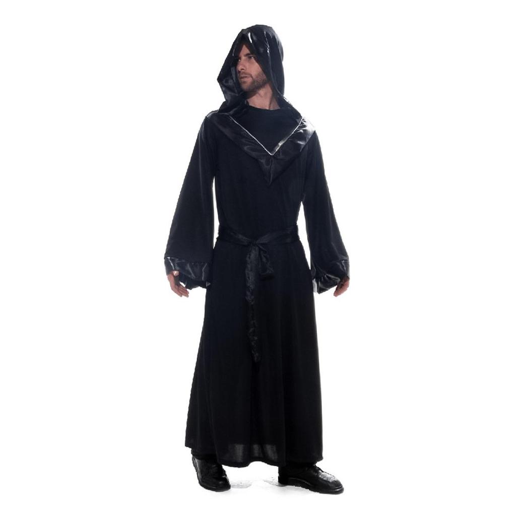 Fantasia Mago Feiticeiro Adulto de Halloween Com Capuz