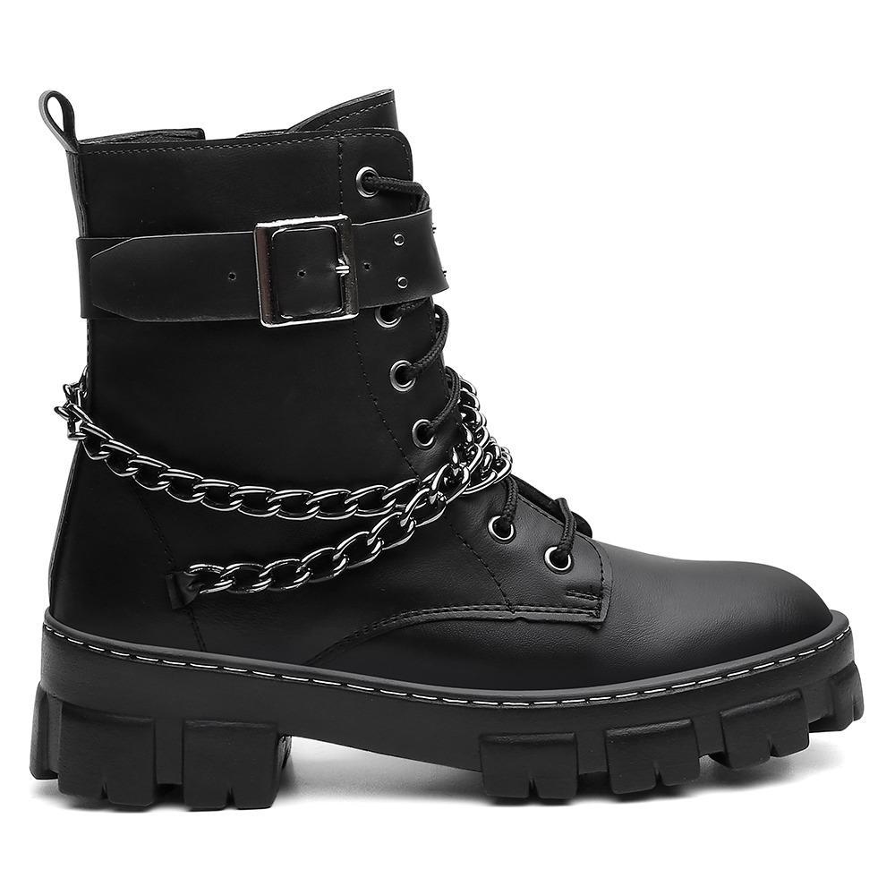 Bota Corturno Feminino Tratorado Correntes Rock — imagem 2 de 2