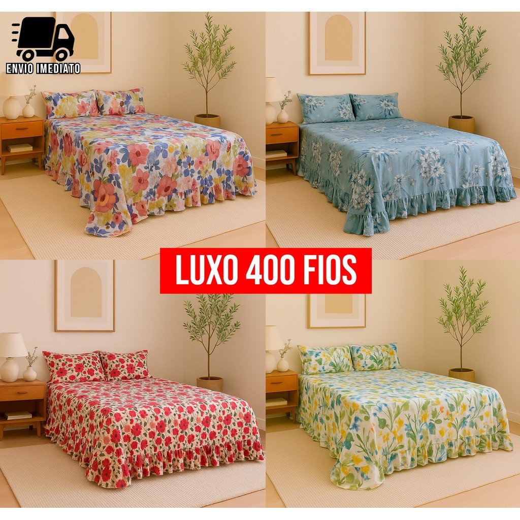 Colcha Premium Luxo 400 Fios Solteiro Casal Queen King Super Macia Elegante e Conforto CS