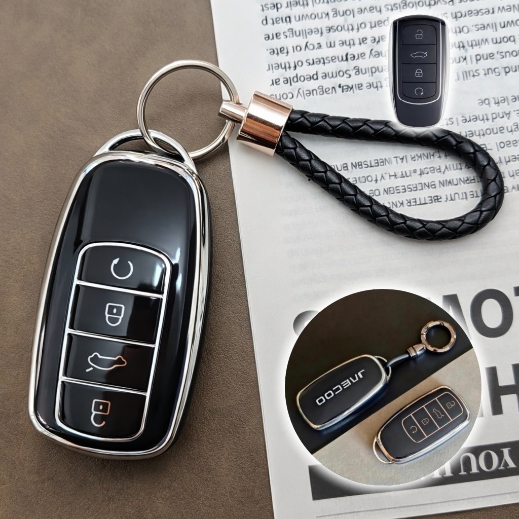 Capa Chave Para Jaecoo 7 TPU Premium Proteção Completa Anti Risco Smart Key com Chaveiro Luxo