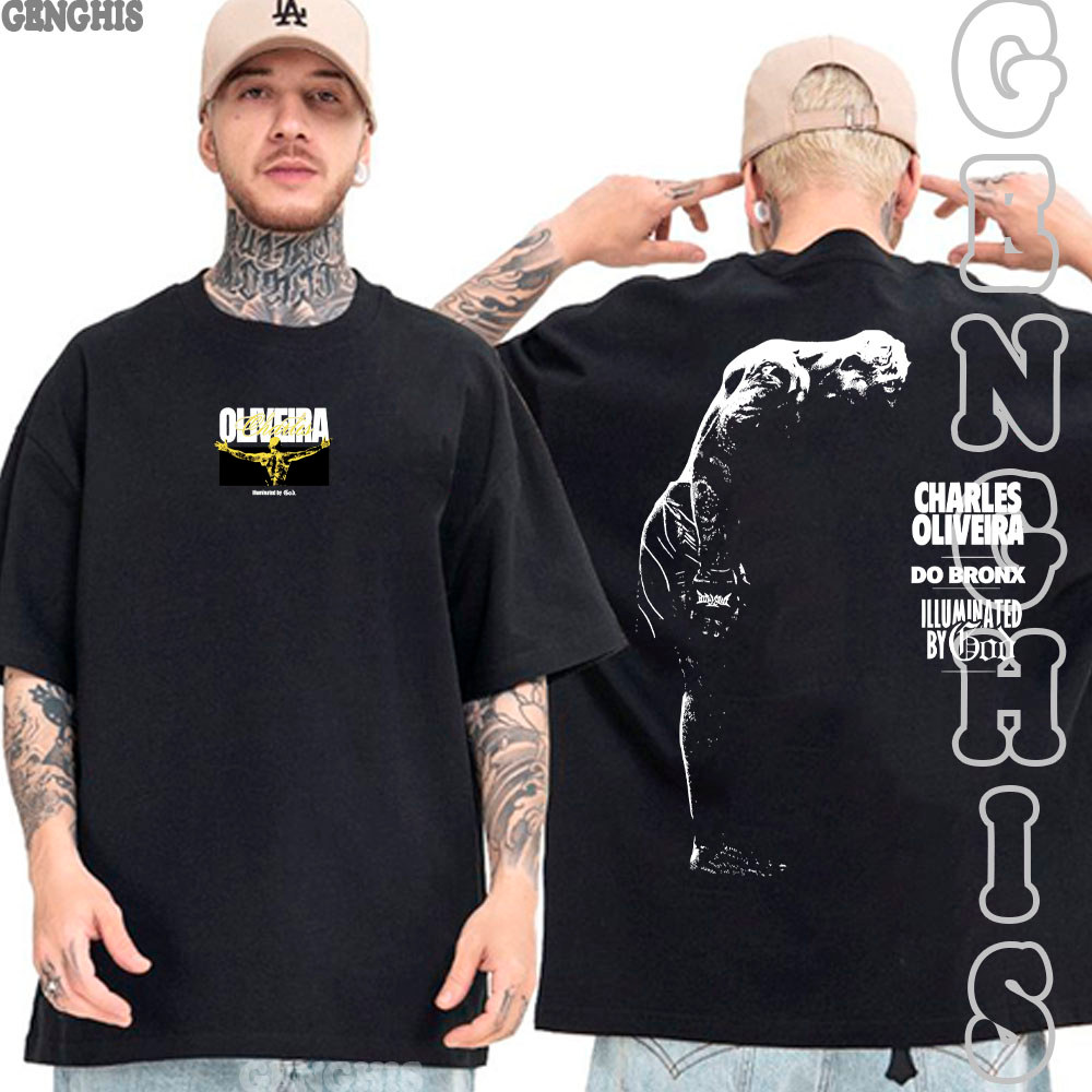 Camiseta Charles Oliveira Do Bronxs Iluminado por Deus UFC MMA Camisa Basica e Oversized Plus Size Algodão