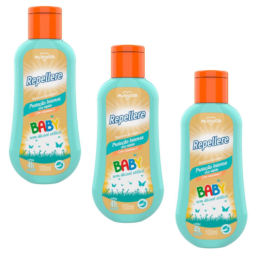 Kit 3 Repelente Infantil Repellere Baby 100ml Com Vitamina E - My Health