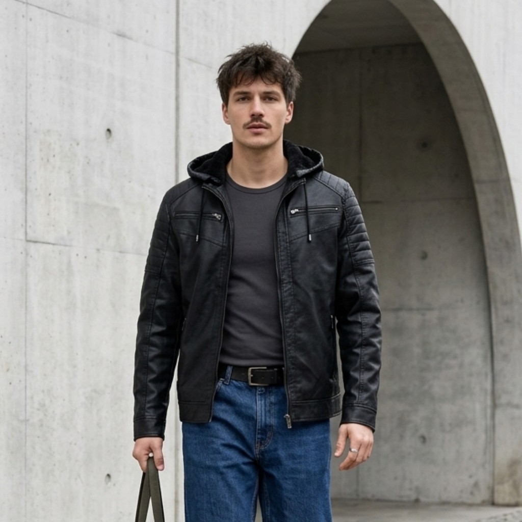 Jaqueta De Couro Masculino Slim Resistente Blusa De Frio Impermeável Premium Veludo Forrada