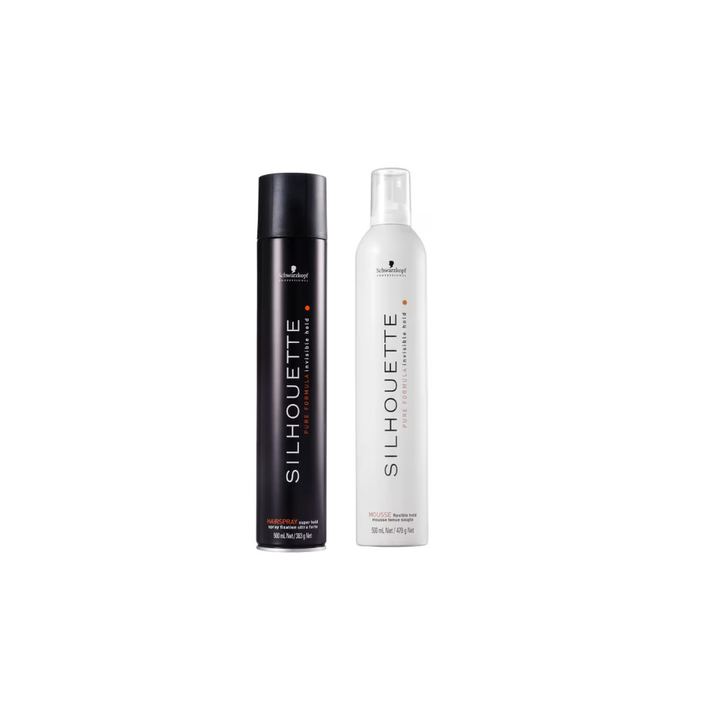 Kit Schwarzkopf Professional Silhouette Super Hold - Mousse Fixadora 500ml - Spray Fixador 500ml + Flexible Hold