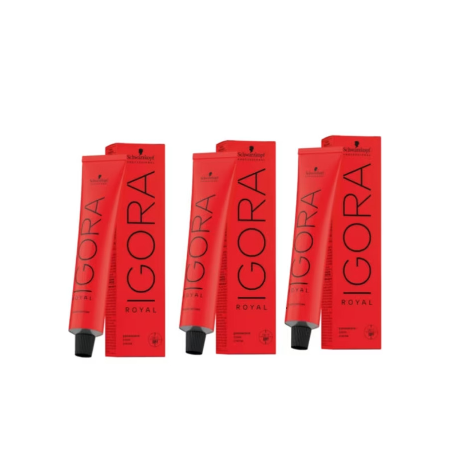 Kit Schwarzkopf Professional Igora Royal 3x Coloração 8-77 Louro Claro Cobre Extra