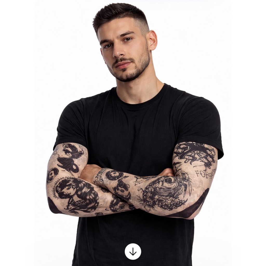 01 Par de Mangas tattoo tatuagem falsa manguito para braço ou perna