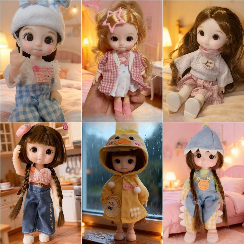 1/8 17cm Boneca Fofa Princesa Conjunto Brinquedo Vestir BJD Infantil Bonito Presente De Aniversário Menina