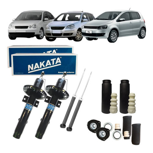 4 Amortecedores Nakata + Kit Fox Spacefox Polo Sedan