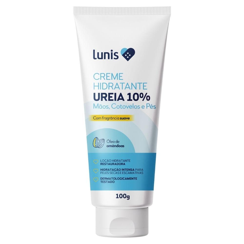 CREME HIDRATANTE MÃOS COTOVELOS E PÉS UREIA 10% LUNIS 100G