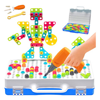 Brinquedo Parafusadeira Elétrica 132 Peças Montar Infantil + Maleta para Guardar Interativo Mão na Massa