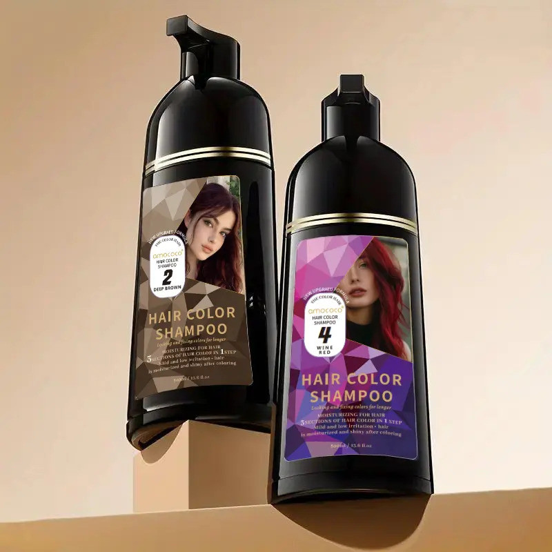 Shampoo Tonalizante para Cabelo, Coloração Rápida, Cuidado Capilar e Aroma, Preto e Castanho, 3 em 1, Extratos Vegetais,