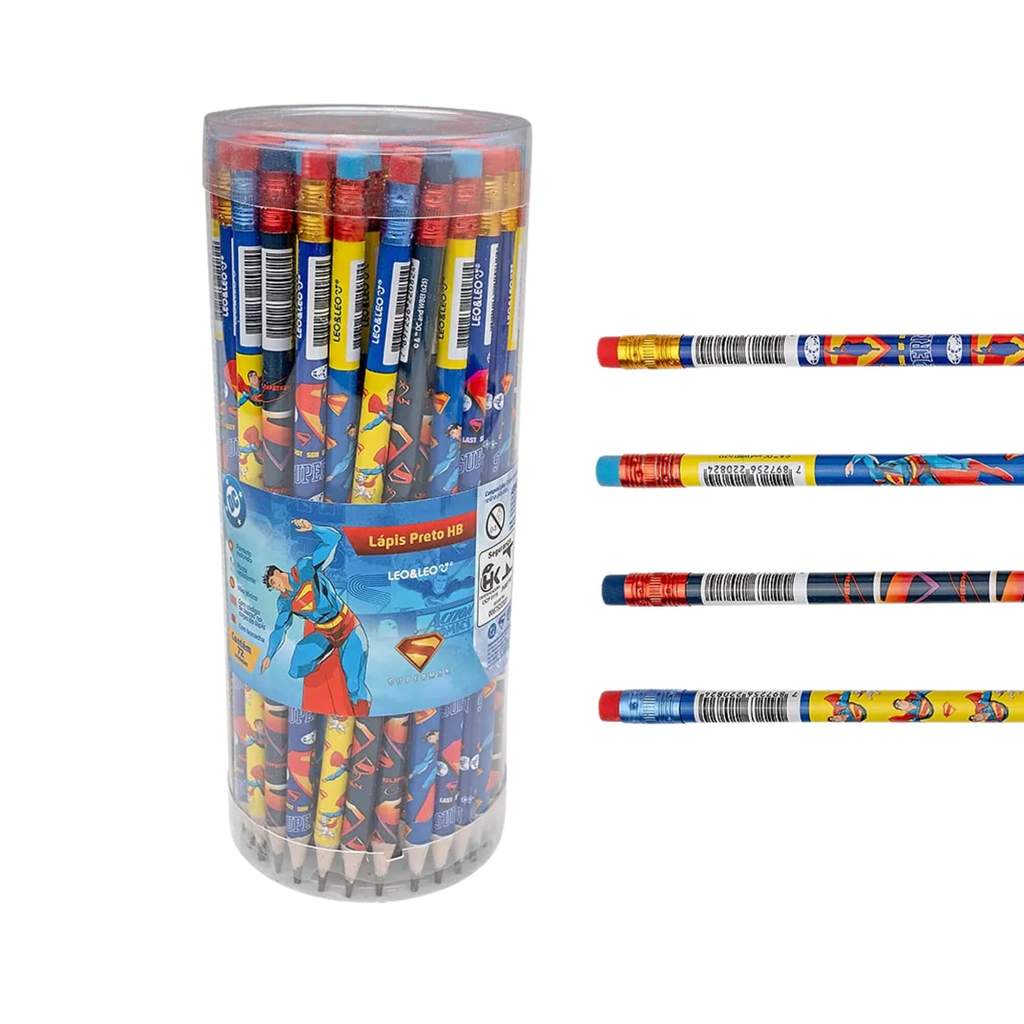 Lápis Grafite HB Resina Superman Red com Borracha (Pote c/ 72 unidades) Leo&Leo Leonora - 10482 em Oferta na Shopee