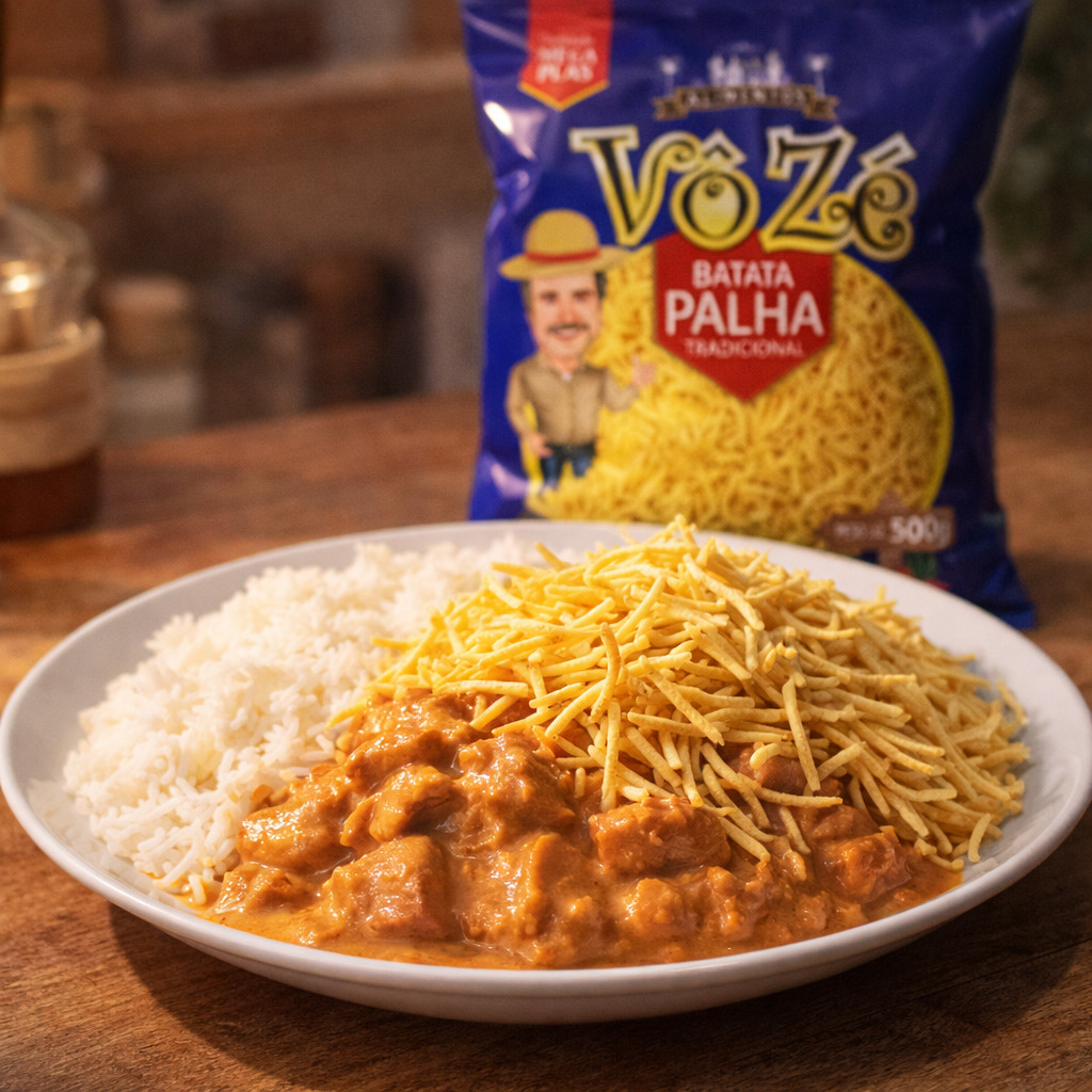 Batata Palha Crocante Sequinha Vô Zé Pacote Econômico 500g para Lanche Hot Dog Strogonoff