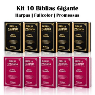 Kit 10 Bíblias Sagrada - Popular | ARC - João Ferreira de Almeida - Gigante Preta e Pink - com Harpas e Corinhos em Oferta na Shopee