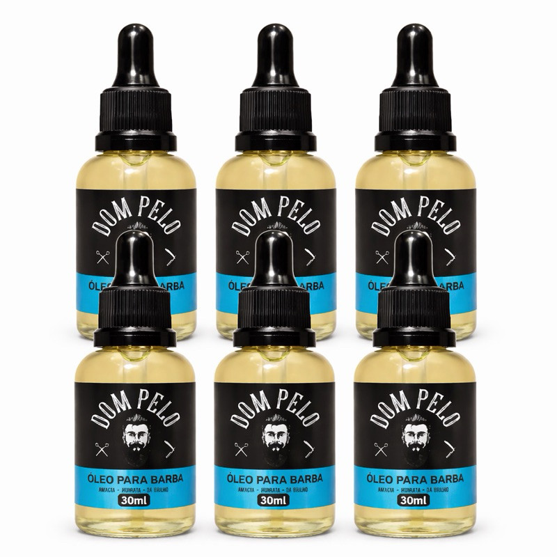 KIT 6x Óleos Pra Barba Dom Pelo 30ml Barba Macia Perfumada Modelador Hidratação