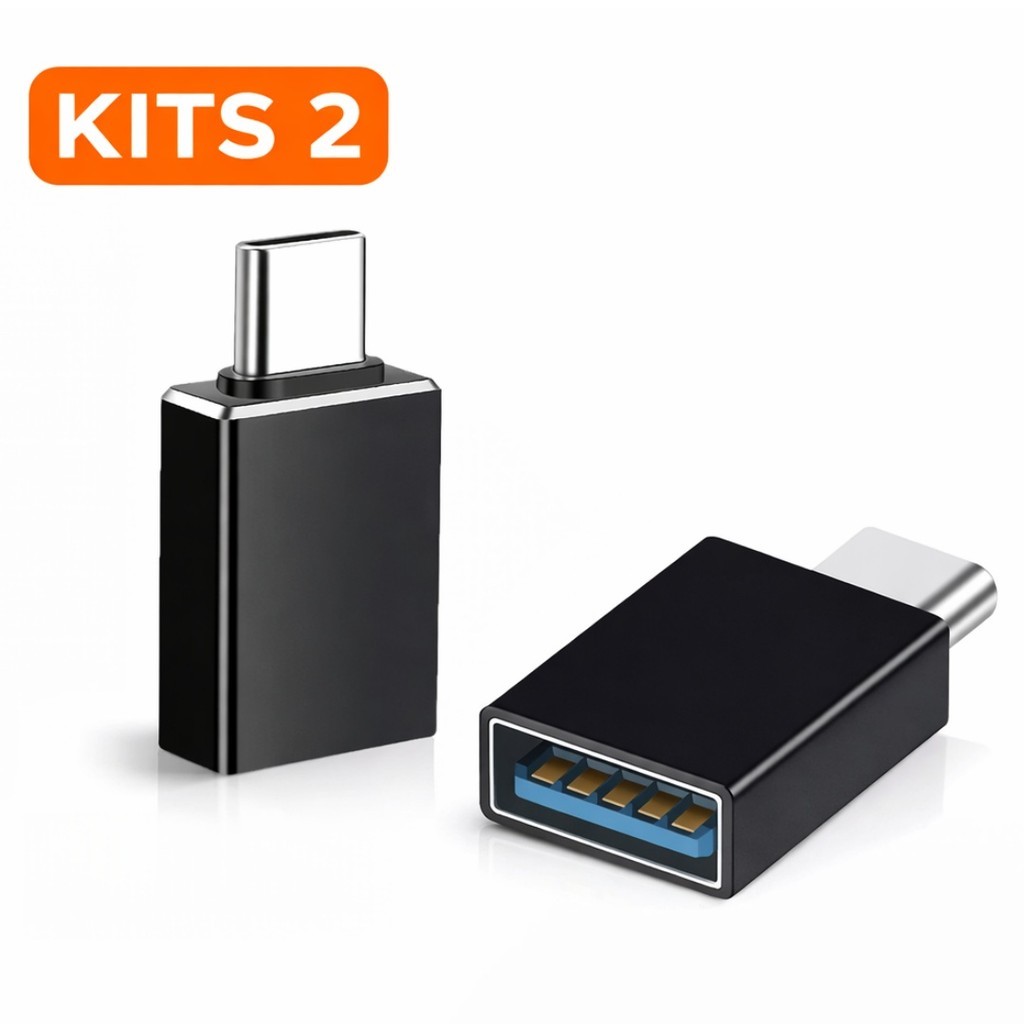 Adaptador USB para USB Tipo C OTG Kit com 2 Peças para Smartphone Tablet Leitor de Cartão e Pendrive