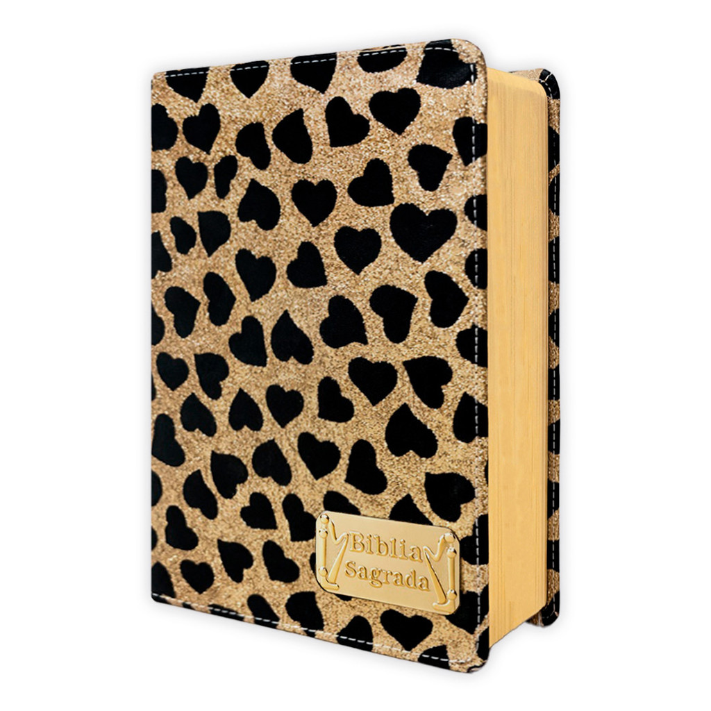 Bíblia RC Gold Glitter Coração Dourado Letra Hipergigante – Presente Especial em Oferta na Shopee