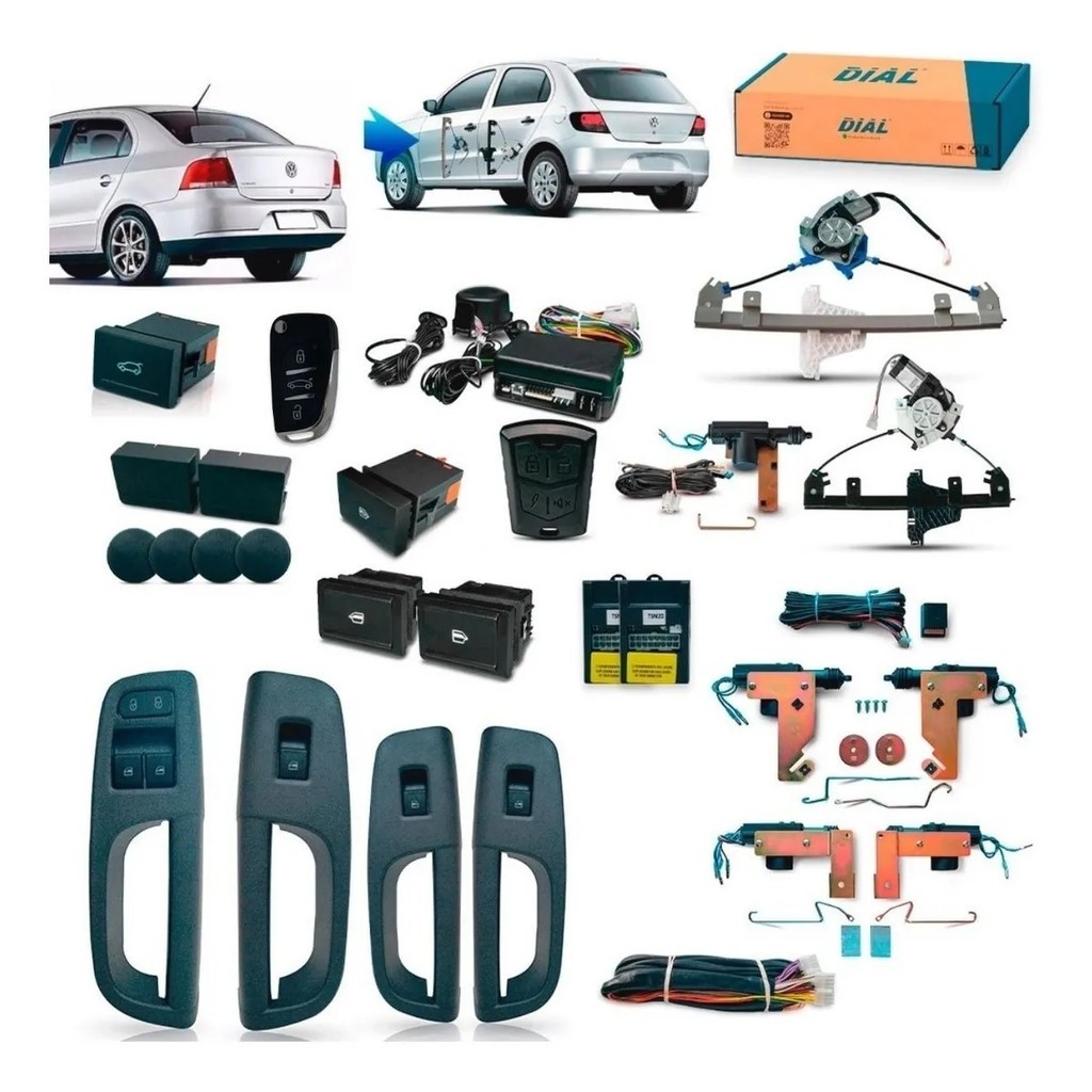 Kit Vidro Elétrico Gol G5 4p Trava Alarme C/chav +porta-mala