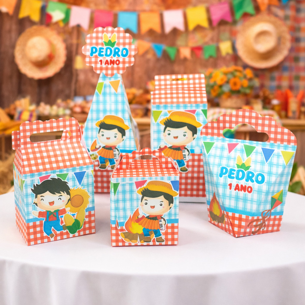 Lembrancinhas Festa Junina Caixinhas Personalizadas Infantil Arraiá Kit Aniversário
